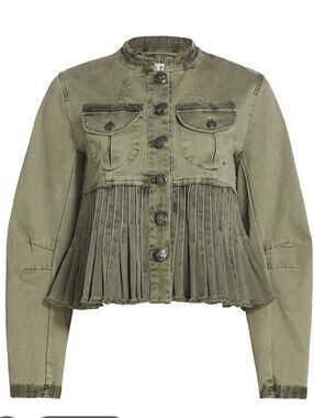 Free People Women's Cassidy Jacket in Military Army Green Size XS